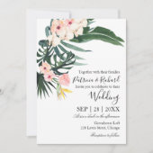 Invitation Mariage de Destination de Plage aux Palmiers Tropi (Devant)