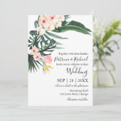 Invitation Mariage de Destination de Plage aux Palmiers Tropi (Debout devant)