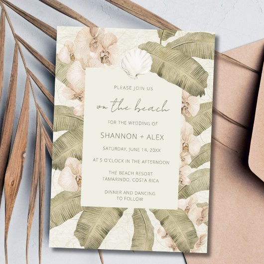 Invitation Mariage de Destination de Plage Côtière au Bord de