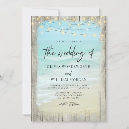 Invitation Mariage de destination de plage rustique moderne (Devant)