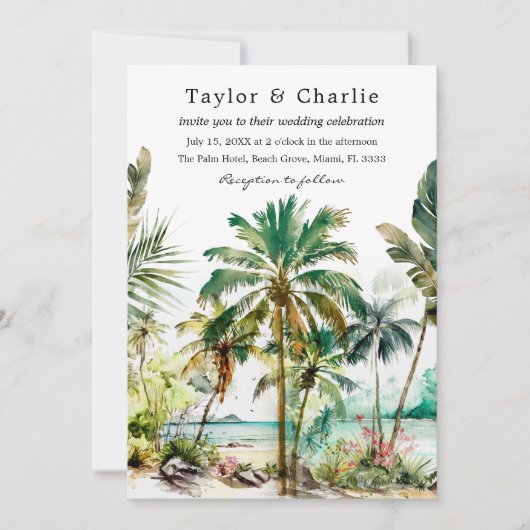 Invitation Mariage de destination de plage tropicale (Devant)