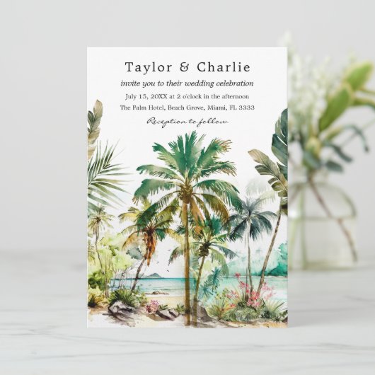Invitation Mariage de destination de plage tropicale (Debout devant)