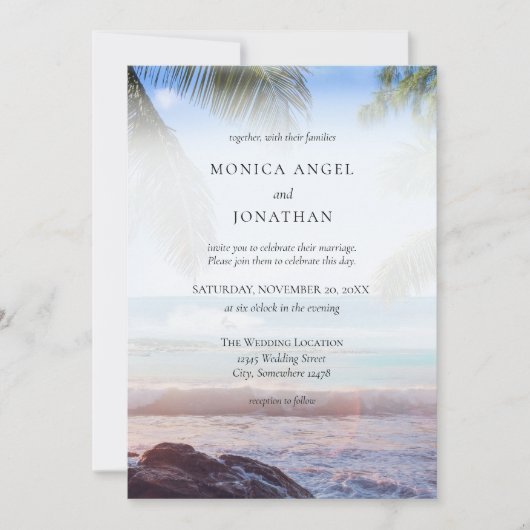Invitation Mariage de Destination de Plage Tropicale (Devant)