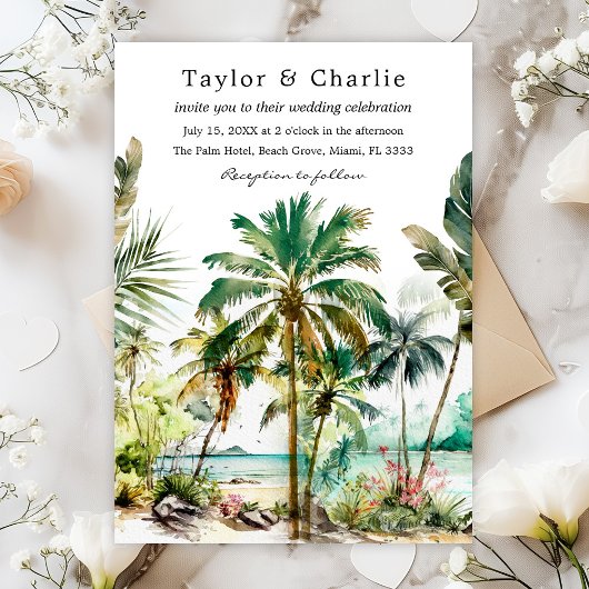 Invitation Mariage de destination de plage tropicale