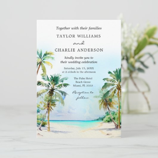 Invitation Mariage de destination de plage tropicale (Debout devant)
