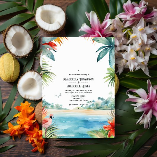 Invitation Mariage de destination des Caraïbes Watercolor