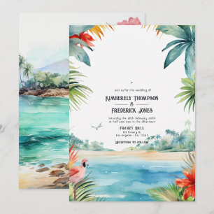 Invitation Mariage de destination des Caraïbes Watercolor