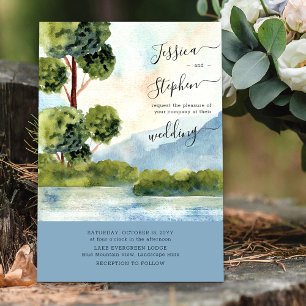 Invitation Mariage de destination Dusty Blue au lac Evergreen