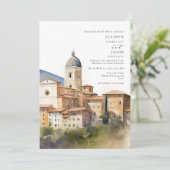 Invitation Mariage de destination en Aquarelle italienne (Debout devant)