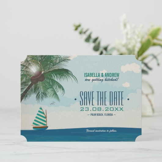 Invitation Mariage de destination Enregistrer la date (Debout devant)