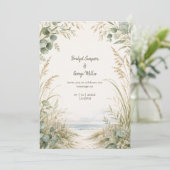 Invitation Mariage de destination eucalyptus sur la côte du c (Debout devant)