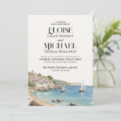 Invitation Mariage de Destination Européen Élégant Aquarelle (Debout devant)