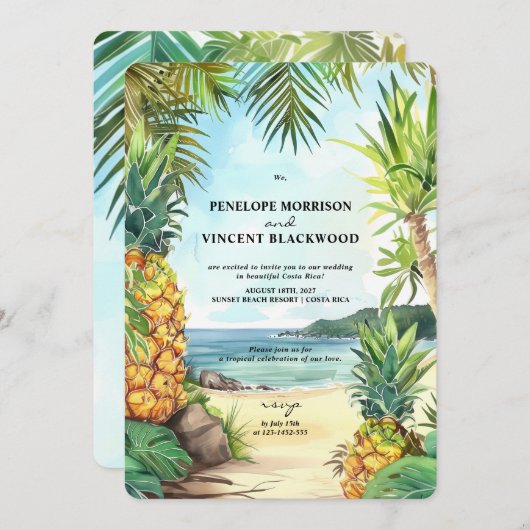 Invitation Mariage de destination exotique (Devant / Derrière)