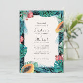 Invitation Mariage de destination Feuille tropicaux (Debout devant)