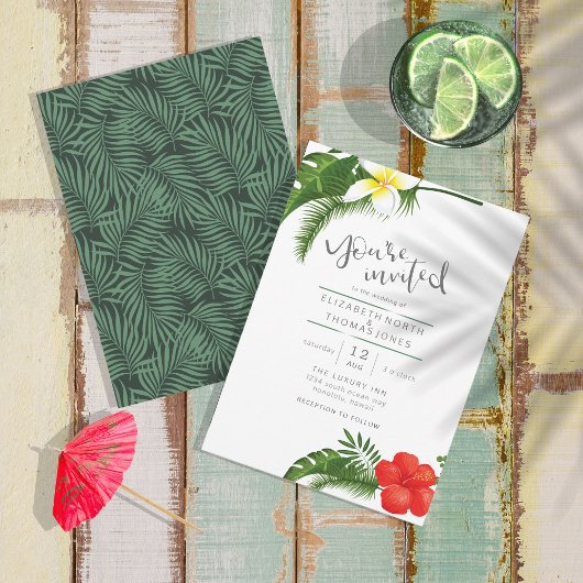 Invitation Mariage de destination florale tropicale ID475