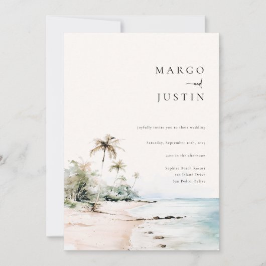 Invitation Mariage de destination île (Devant)