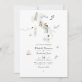 Invitation Mariage de destination italien à code QR aquarelle (Devant)