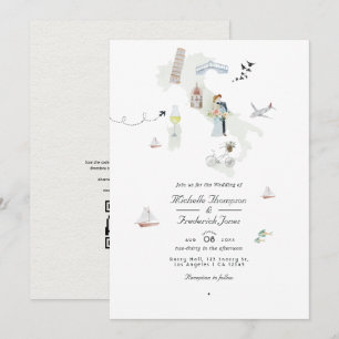 Invitation Mariage de destination italien à code QR aquarelle