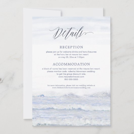 Invitation Mariage de destination, mariage de plage, suite Oc (Devant)