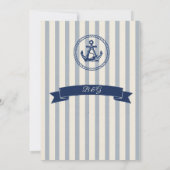 Invitation mariage de destination maritime à rayures d'ancrag (Dos)