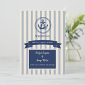 Invitation Mariage de destination maritime à rayures d'ancre (Debout devant)