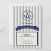 Invitation Mariage de destination maritime à rayures d'ancre (Dos)