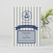 Invitation Mariage de destination maritime à rayures d'ancre (Debout devant)