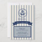 Invitation Mariage de destination maritime à rayures d'ancre (Dos)