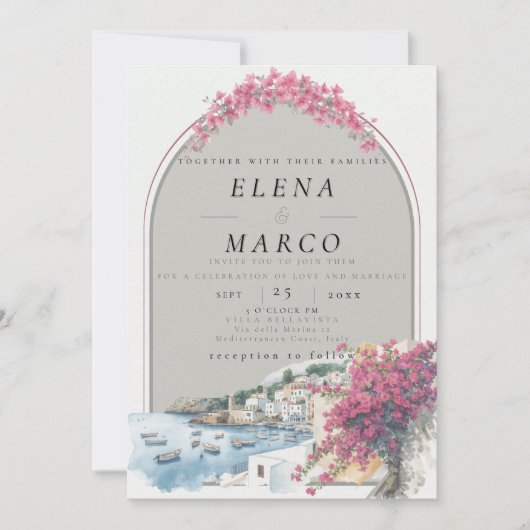 Invitation Mariage de destination méditerranéen / européen (Devant)