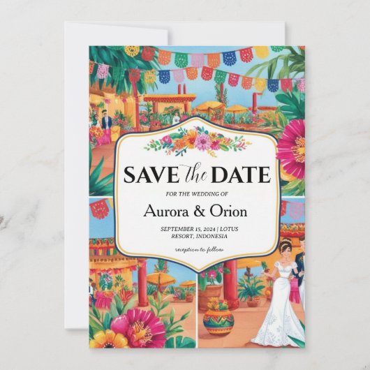 Invitation mariage de destination mexique enregistrer les dat (Devant)