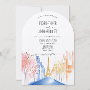 Invitation Mariage de Destination Moderne Arch Paris Tour Eif