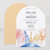Invitation Mariage de Destination Moderne Arch Paris Tour Eif (Devant / Derrière)