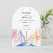 Invitation Mariage de Destination Moderne Arch Paris Tour Eif (Debout devant)