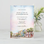 Invitation Mariage de destination moderne Charleston Aquarell (Debout devant)