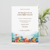 Invitation Mariage de destination moderne Mexico Beach (Debout devant)
