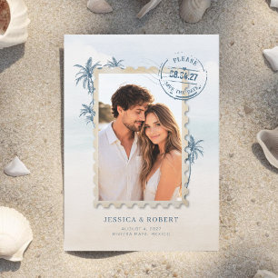 Invitation Mariage de Destination Moderne Photo Annonce de Da