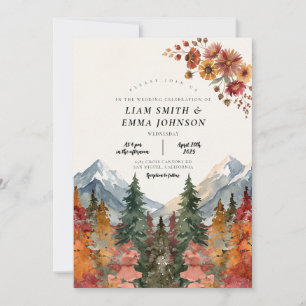 Invitation Mariage de destination montagnard automnal rustiqu