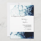 Invitation Mariage de destination nautique bleu, fête de fian (Devant)