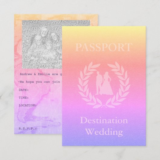 Invitation mariage de destination passeport (Devant / Derrière)