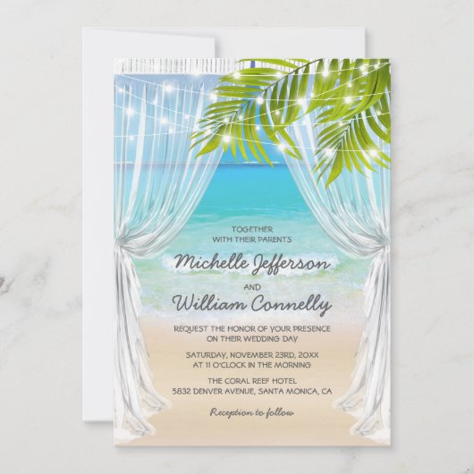 Invitation Mariage de destination plage (Devant)