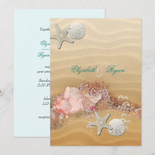 Invitation Mariage de Destination Plage Étoile de Mer Coquill