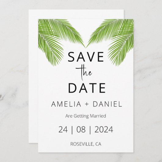 Invitation mariage de destination plage tropicale enregistrer (Devant / Derrière)