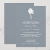 Invitation Mariage de destination pour palmiers gris et gris (Devant / Derrière)