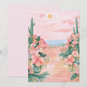 Invitation Mariage de destination rose au Mexique (Devant / Derrière)