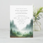 Invitation Mariage de Destination Rustique Aquarelle Forêt Ve (Debout devant)