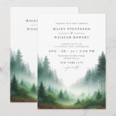 Invitation Mariage de Destination Rustique Aquarelle Forêt Ve (Devant / Derrière)