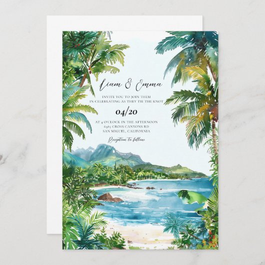 Invitation Mariage de destination Seychelles (Devant / Derrière)