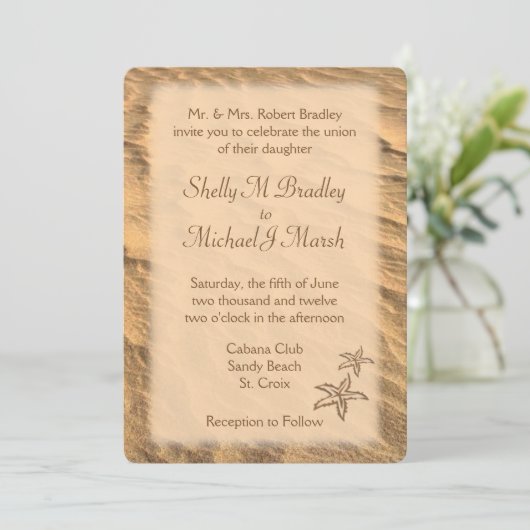Invitation Mariage de destination Starfish Beach (Debout devant)