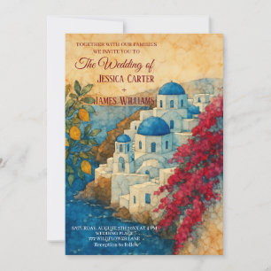 Invitation Mariage de Destination sur l'Île Grecque de Santor