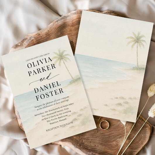 Invitation Mariage de Destination sur une Plage Tropicale 